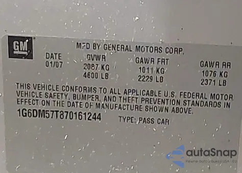 2007 Cadillac Cts Standard из США, поврежденный, VIN 1G6DM57T870161244